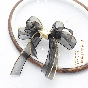 

Lolita Card Lo Mother Dark Bow Hair Accessories Japanese Edge Clamp Issuing Gothic Dress Lolita Edge Clamp