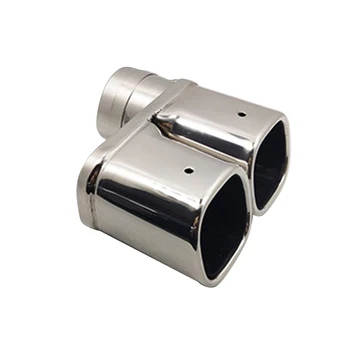 

Silver Double Outlet Stainless Steel Chrome Muffler Exhaust Pipe Tip End Trim Modified Tail Throat Liner Pipe for Skoda Octavia