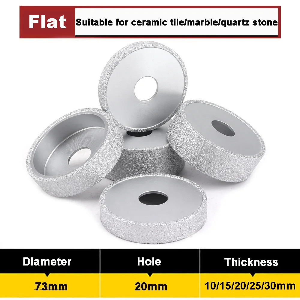 

75x20mm Brazed Diamond Flat Edge Grinding Wheel 10/15/20/25/30mm Thick For Stone Marble Ceramic Concrete Angle Grinder