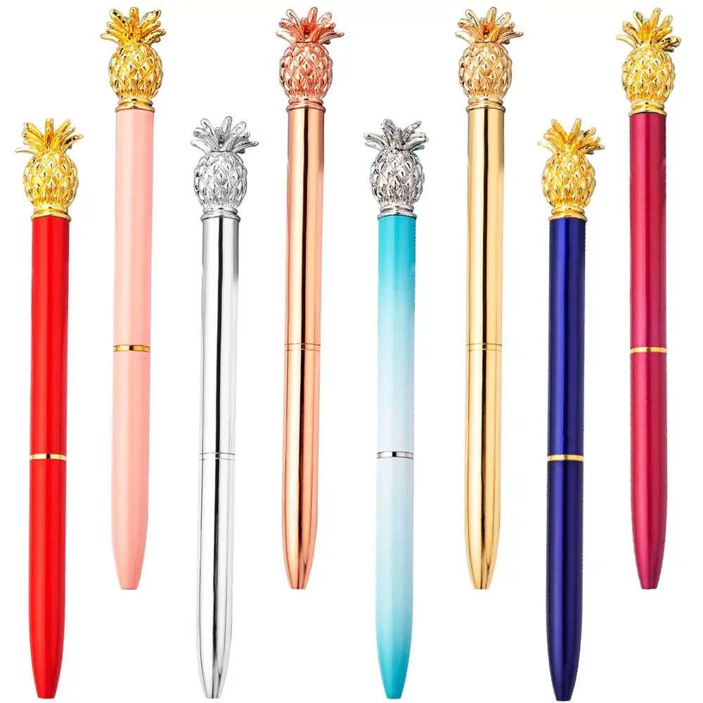 

20Pcs Custom Logo Pineapple Pen Metal Ballpoint Pen Business Gift Pen Office Stationery School Supplies Lettering Engraved