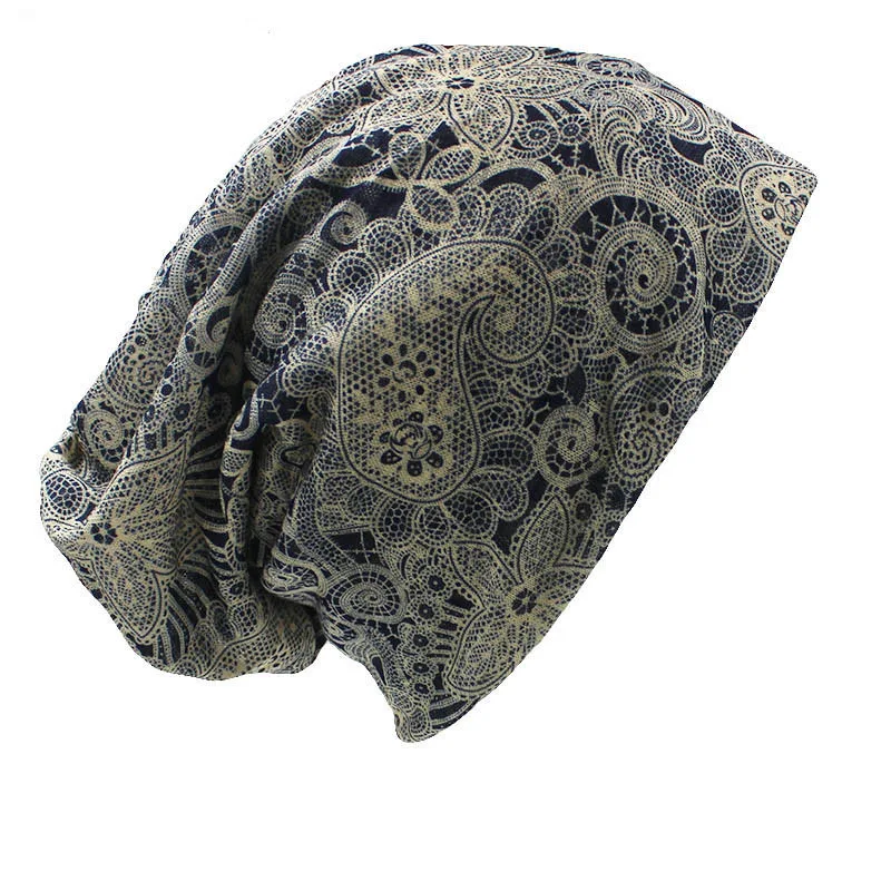 ALTOBEFUN тонкие шапочки с черепами, женский шарф-маска на лицо, Осень-зима, двойного назначения, Винтажный дизайн кешью, шапка для дам, BHT016 - Цвет: Серый