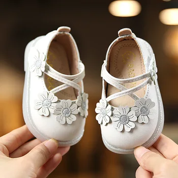 

1-3 years flowers baby girl shoes autumn fashion princess leather shoes rubber soled toddler shoes comforts non-skid