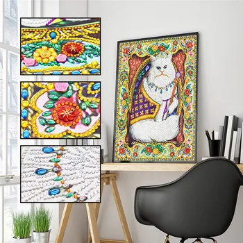 

DIY Diamond Painting Shiny Special Diamond Flower Cat 5D Embroidery Painting Mosaic Decorative Sticker