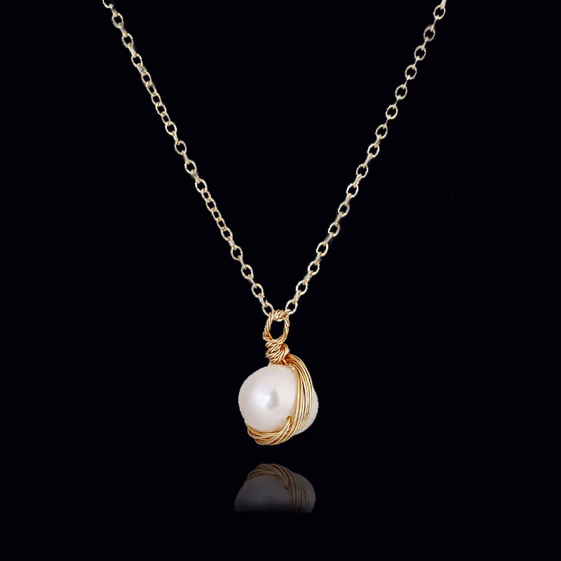 

Fashion Exquisite Simple Natural Freshwater Pearls Gold Plating Choker Women's Elegant Gold Plated Necklace