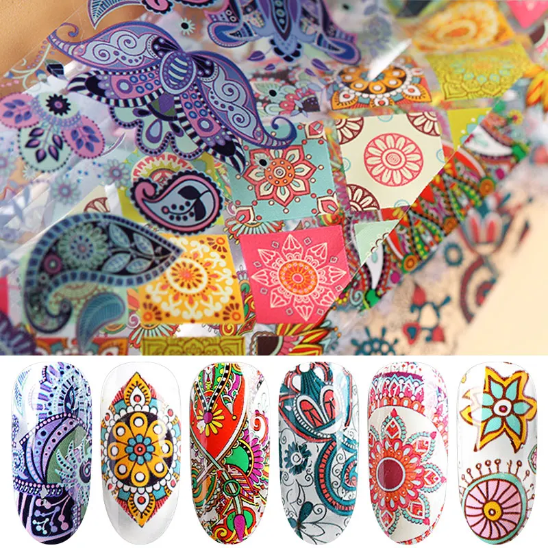 

HNUIX 10 pieces 4*100cm Colorful Nail Sheet Transfer Adhesive Sticker Custom Pattern Envelope Slider Ribbon Decoration Manicure