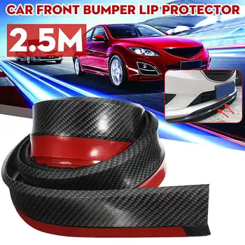 

2.5mx50mm Black Soft Carbon Fiber Car Bumper Lip Stickers Car Front Bumper Lip Rubber Car Bumper Protectors Exterior Mouldings B