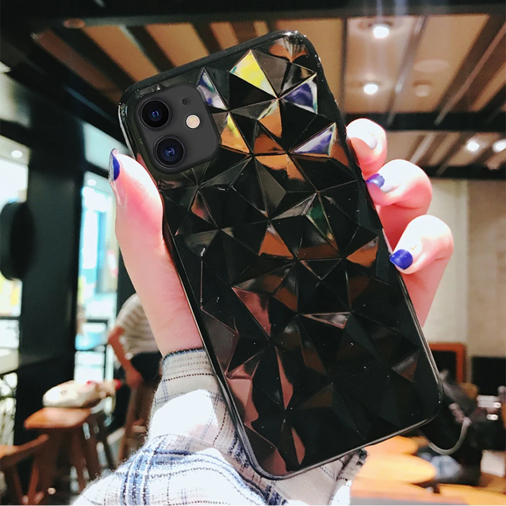 Phone Case 3D Diamond Soft For iPhone 11 Pro Max 2019 Silicone Full Protective Back Cover for X XS XR |