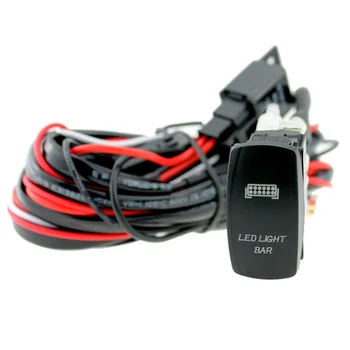 

Universal 12V 40A 1-to-2 LED Light Bar Wiring Harness Rocker Switch Kits On/Off Switch Boat Trailer
