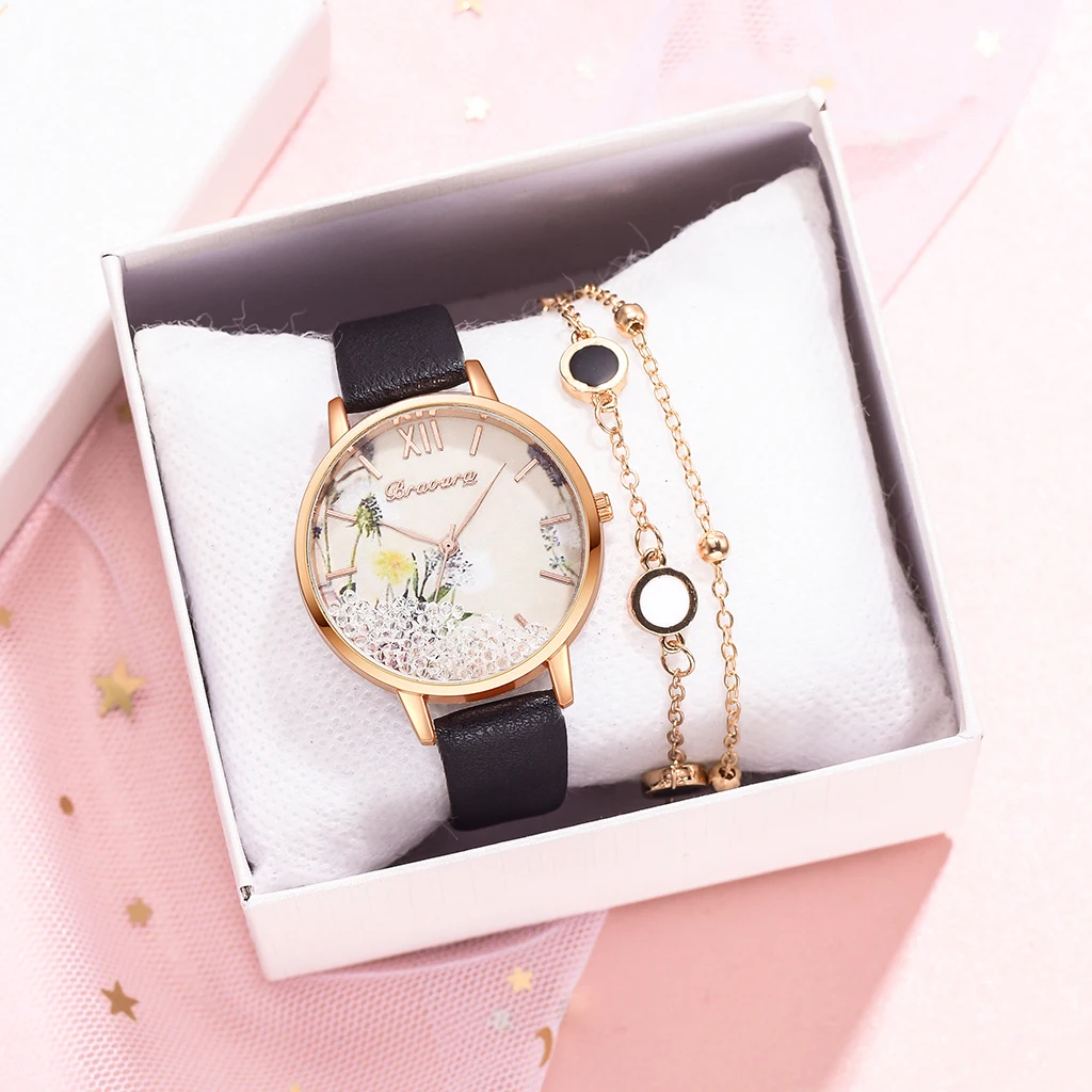

2pcs Set Hot Luxury Women Watch 2020 Bracelet Fashion Ladies Bracelet Watch Casual Leather Quartz Wristwatch Clock reloj mujer