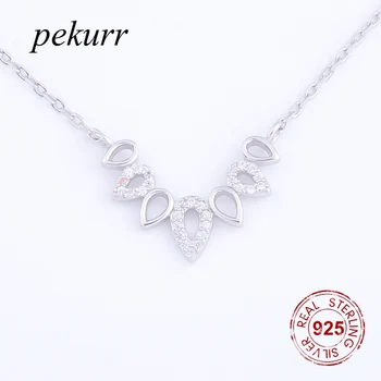 

Pekurr 925 Sterling Silver Flower Boho Beach Necklaces Pendants For Women 7 Hollow Splicing Water Droplets Chain Fine CZ Jewelry