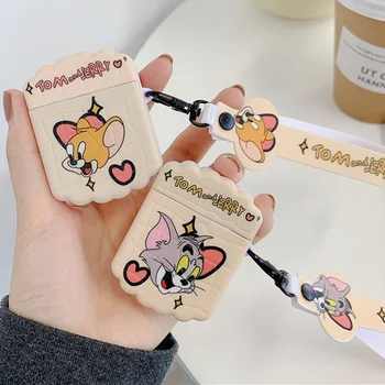 

Cute Cartoon Tom Cat and Jerry Mouse Lovely Silicone Protection Earphone Accessories Cover Cases for Apple Airpods 1/2 Case