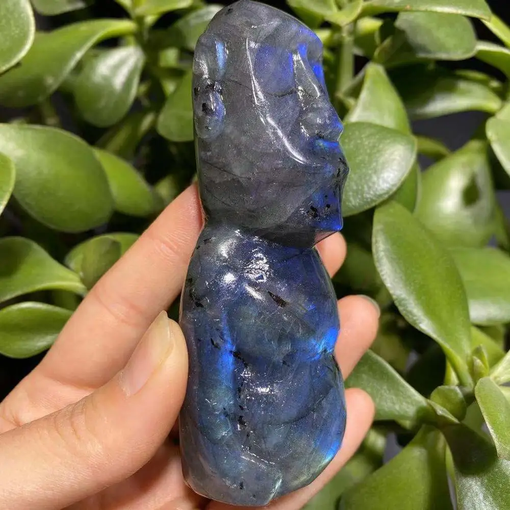 Natural crytsal human statue labradorite roman statue for home decoration
