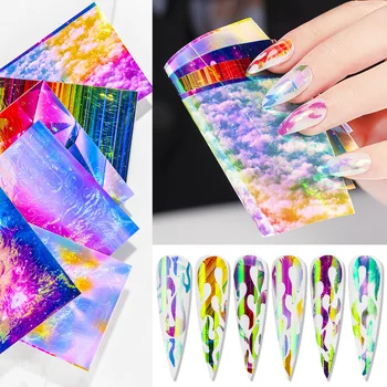 

Flame Stickers 3D Nail Art Sticker Laser Neon Colorful Designs Self-Adhesive Foils DIY Nail Art Decoration Sticker Manicure