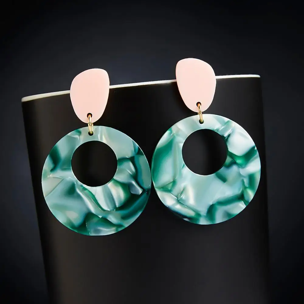 

Rinhoo Bohemian Acrylic Earrings For Women Fashion Resin Round Drop Dangle Earring Female Boho Multicolor Statement Brincos