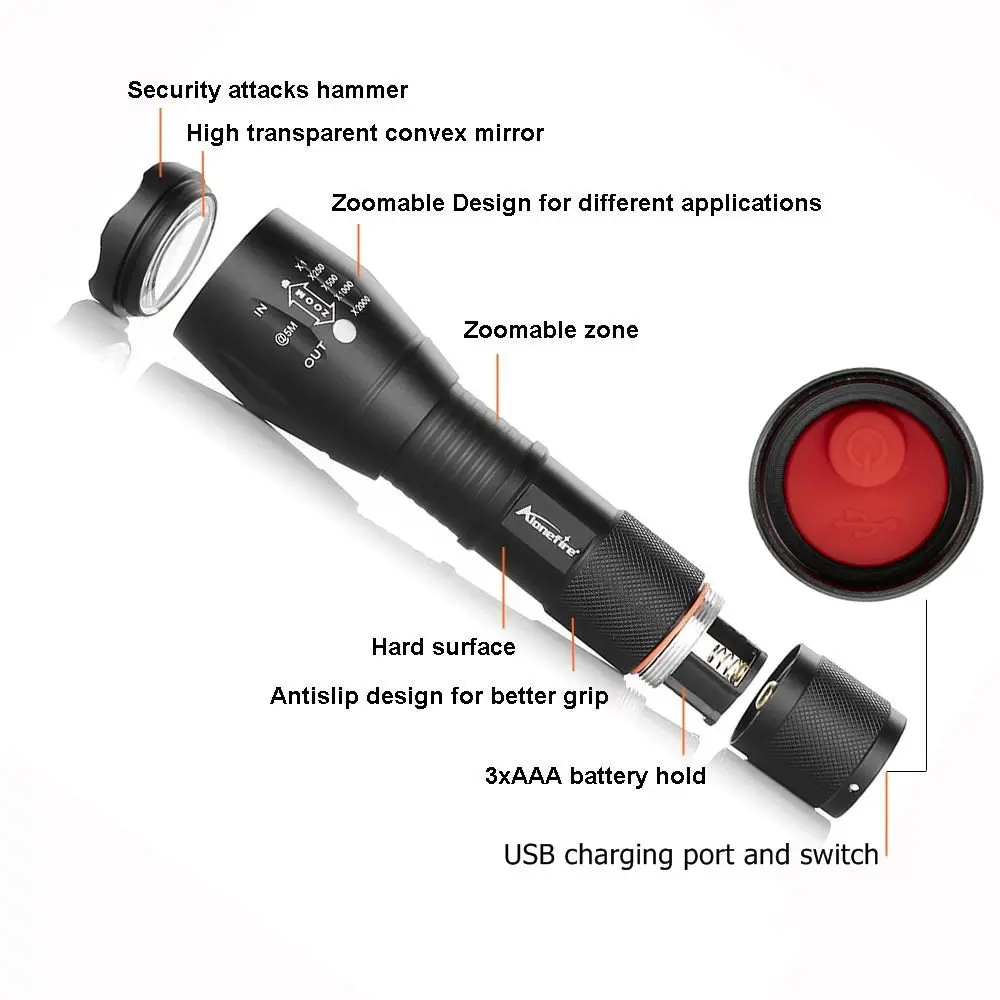 Alonefire G700-C светодиодный фонарик Ультраяркий фонарь T6/L2/V6 кемпинг свет USB Перезаряжаемый водонепроницаемый масштабируемый Велосипедный свет