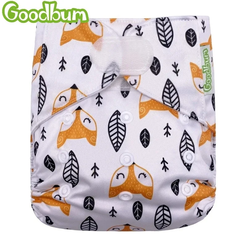 Goodbum-pañal ajustable para bebé, tela lavable impresa con zorros, con gancho de bucle, 2020