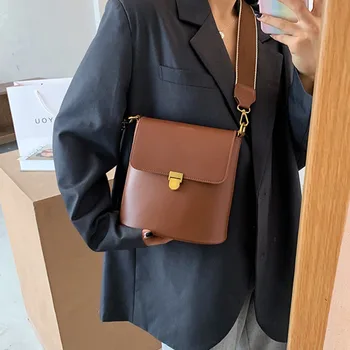 

Color PU Leather Solid Bucket Bags For Women 2020 Autumn Fashion Crossbody Bag Female Travel Shoulder Handbags U4RN