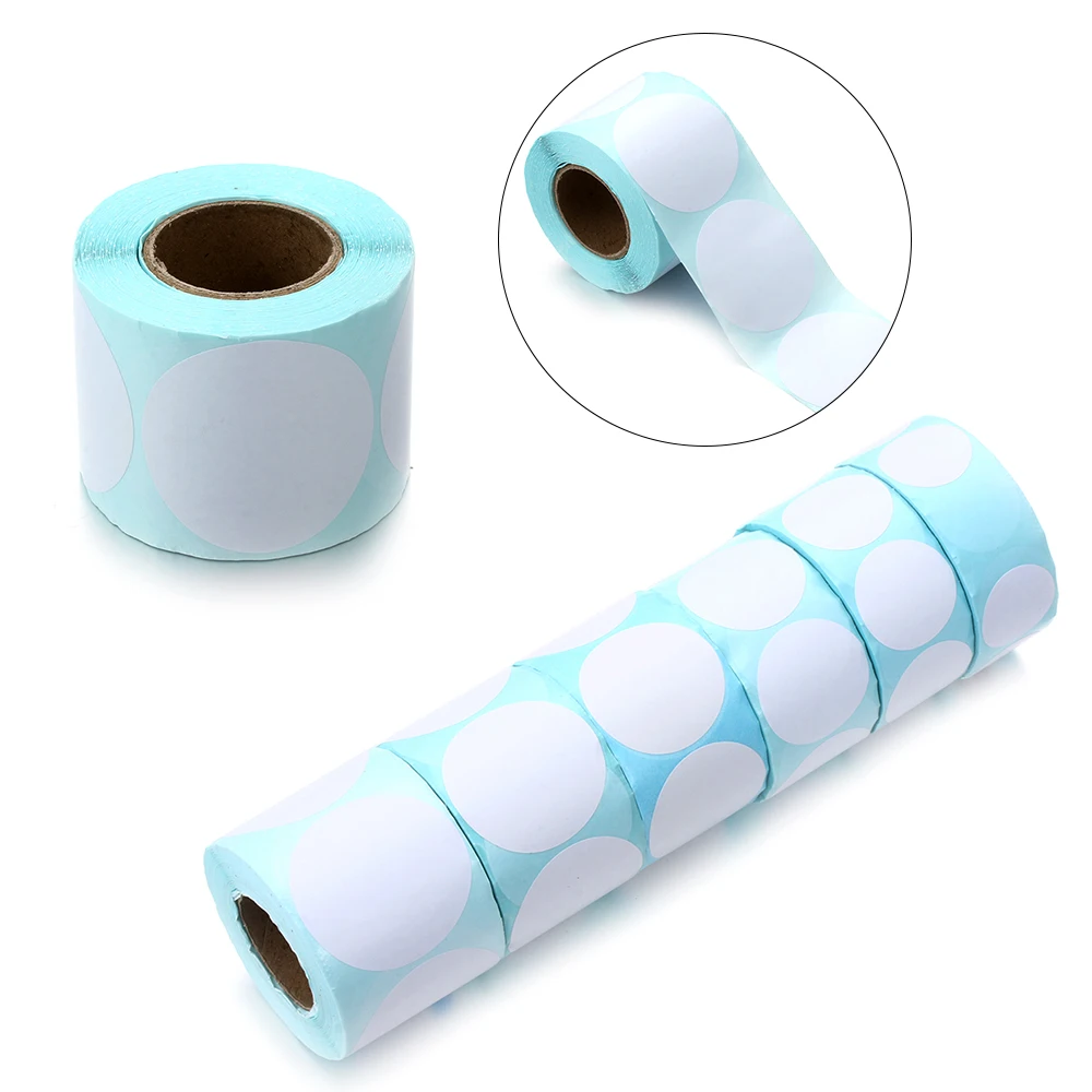

1Roll Waterproof Round Adhesive Paper Thermal Sticker Supermarket Price Blank Cards Tag Package Label Print Office Supplies