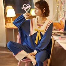 Simple and natural cotton ladies pajamas cute casual breathable pajamas women Korean style comfortable home wear