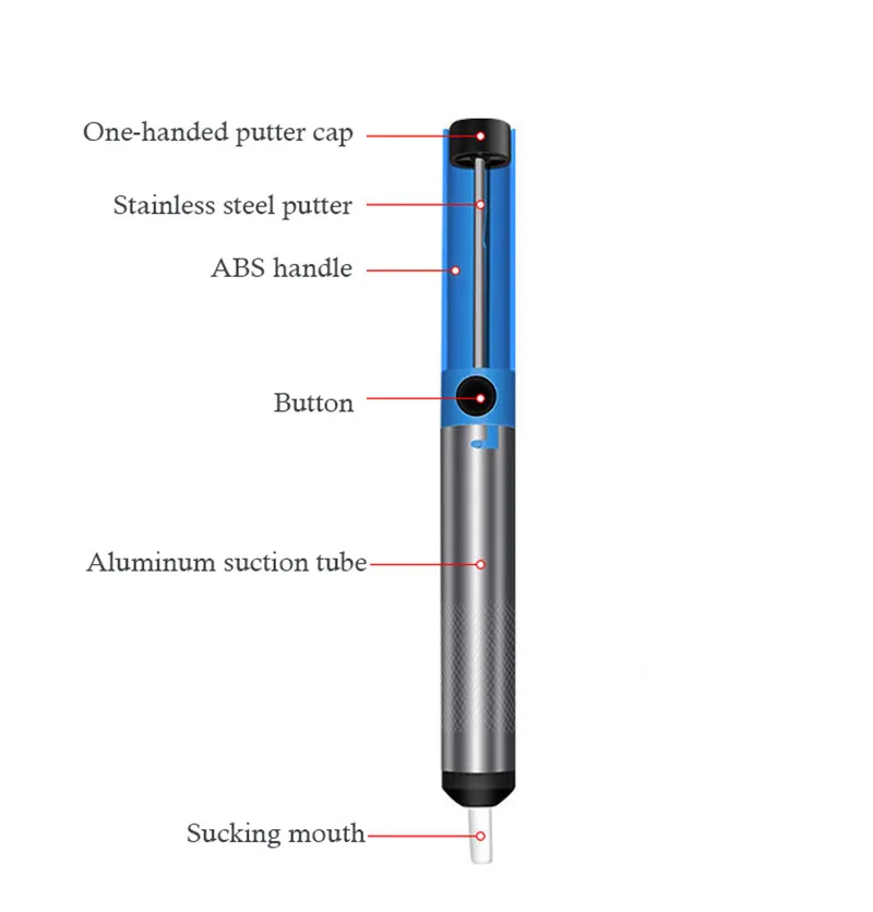 1 шт. полуалюминиевый металлический отпаивающий насос инструмент синий прочное устройство для удаления Вакуумный паяльник демонтаж ручные сварочные инструменты