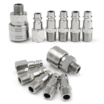 

6pcs Fitting Connector Set 1/4inches BSP Air Line Hose Compressor Coupler Adapter Tools Air Compressor Accessories