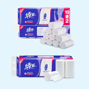 

3 Ply 12 Rolls Toilet Paper Bulk Rolls Bath Tissue Paper Household Bathroom Soft Large Part Economy Roll Paper Soft Toilet Paper