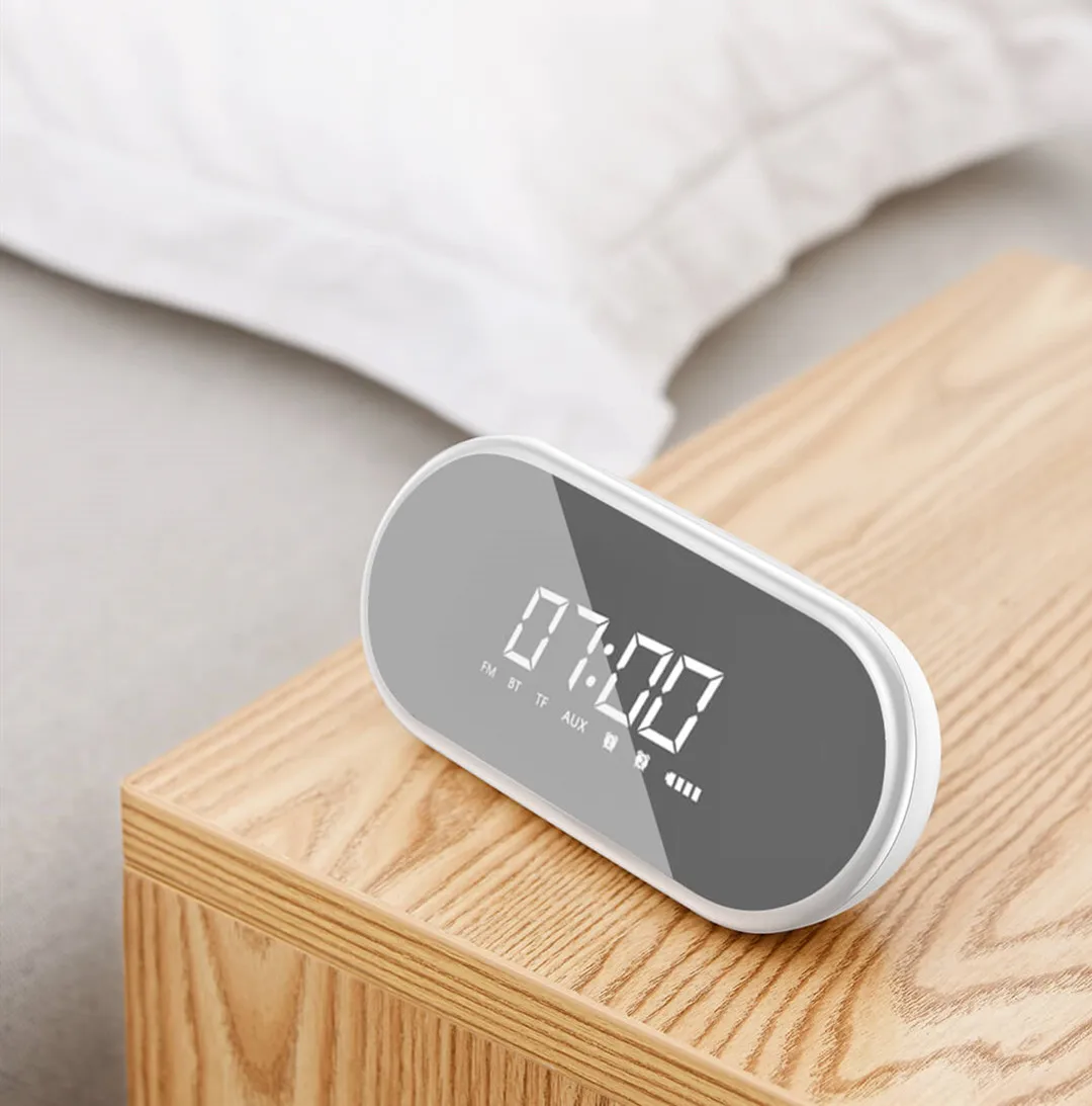 Original Xiaomi Mijia BASEUS Mini Alarm Clock Wireless Bluetooth speaker household subwoofer mirror portable radio 3D surround