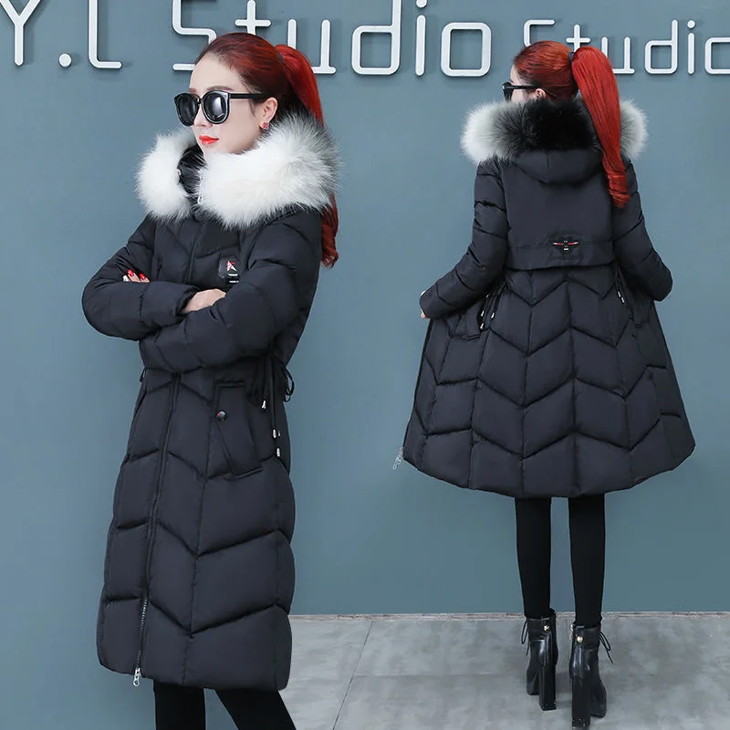 Padded Women's Mid-Length 2021 New Female Winter Slim Fit Korean Style Cotton-Padded Women's Over-The-Knee Student Padded Jacket