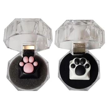 

2 Pcs Cat Claw ESC Keycap PBT + Silicone Keycap for Mechanical Keyboard - White & Pink