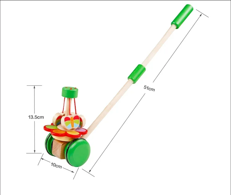 Cartoon Animal Cart Learner Toy Children Wooden Educational Toys Baby Single Pole Pushing Music 1-3 Years Old