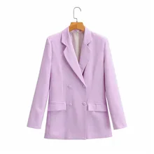 

Simple All-Match Blazer Suit Women Solid Colors Double Breasted Mid-Length Office Blazer 2021 New Fashion Casual Commute Suits