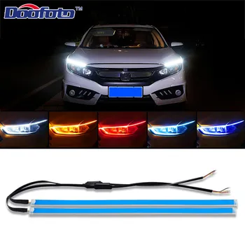 

Doofoto 2x DRL LED Daytime Running Light Controller Turn Signal Light All in One Flexible Ultrafine Strip Waterproof For All Car