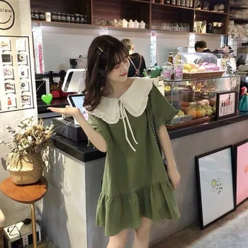 

Egg Little Man French Over The Knee Temperament Butter Fruit Green Matcha Tea Green Waist Dress Zi Summer 9089