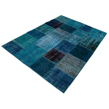 

141x203 Cm Turquoise Handmade Patchwork Rug-5x7 Ft
