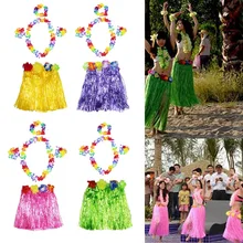 Модные детские юбки из пластика; Женская юбка для девочек; хула; травяной костюм; юбка с цветочным рисунком; вечерние платья для танцев на гавайском пляже