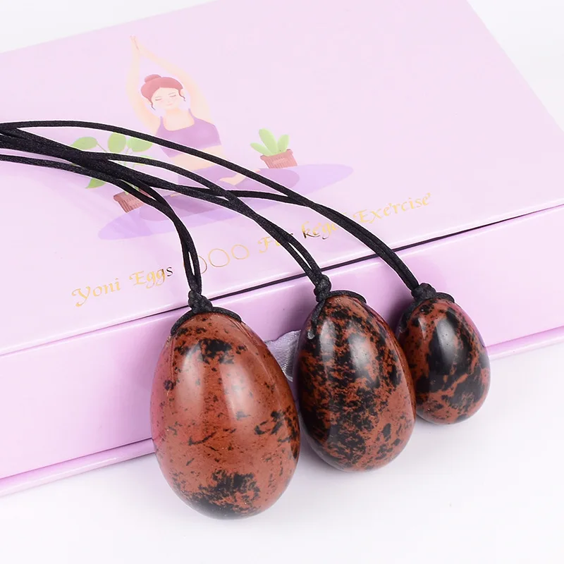

3Pcs/Set Natural Mahogany Jade Yoni Egg Women Kegel Exercise Ben Wa Ball Vaginal Muscle Firming Feminine Hygiene Massage Stone