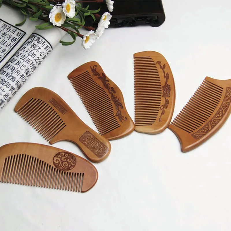 Of Carve Patterns or Designs on Woodwork Wooden Comb Combs Anti-static Portable Massage Scalp Care Abortion Custom