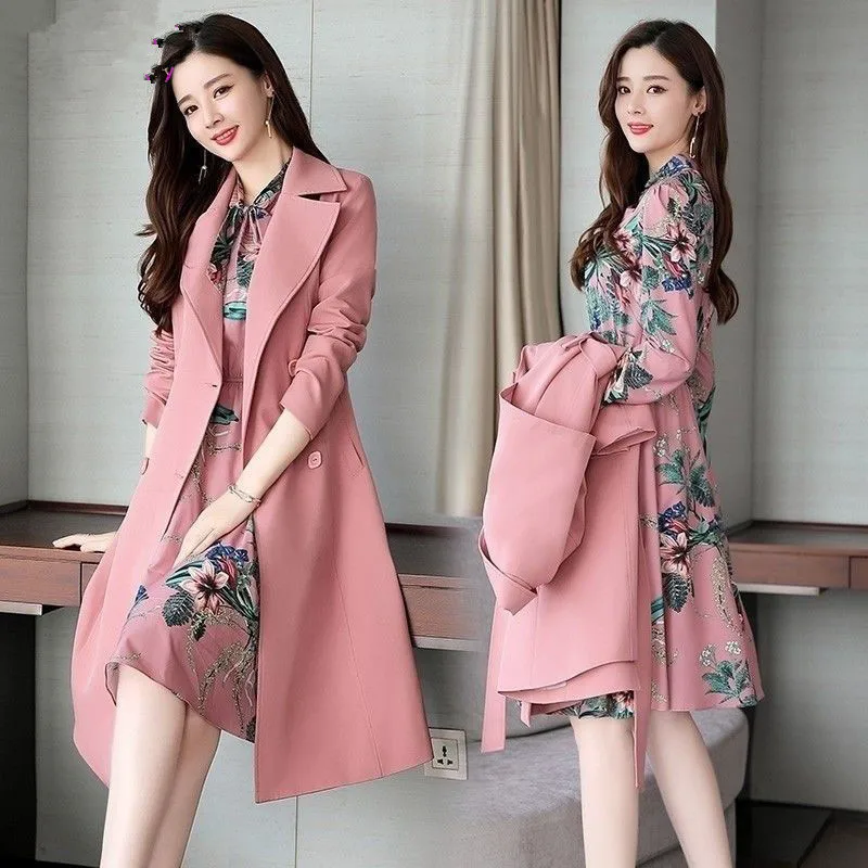 roupas femininas Primavera outono trench coat fino