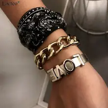 Lacteo 2 шт./компл. панк преувеличенный массивная цепочка браслет для Для женщин модные с надписью «LOVE» браслет женский ювелирные изделия