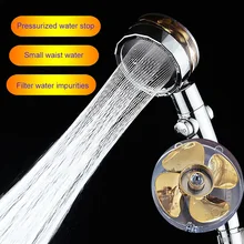Shower Head High Pressure Water Saving Flow 360 Degrees Rotating With Filter & Small Fan Rain Spray Nozzle Bathroom Accessories