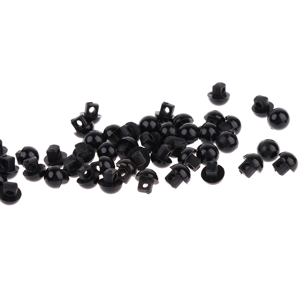 Solid Black Round Mushroom Domed Sewing Buttons 100x 5x4.5mm for Doll Eyes Nose Making Cloth Headdress Accs Children Crafts Toy doll accessories