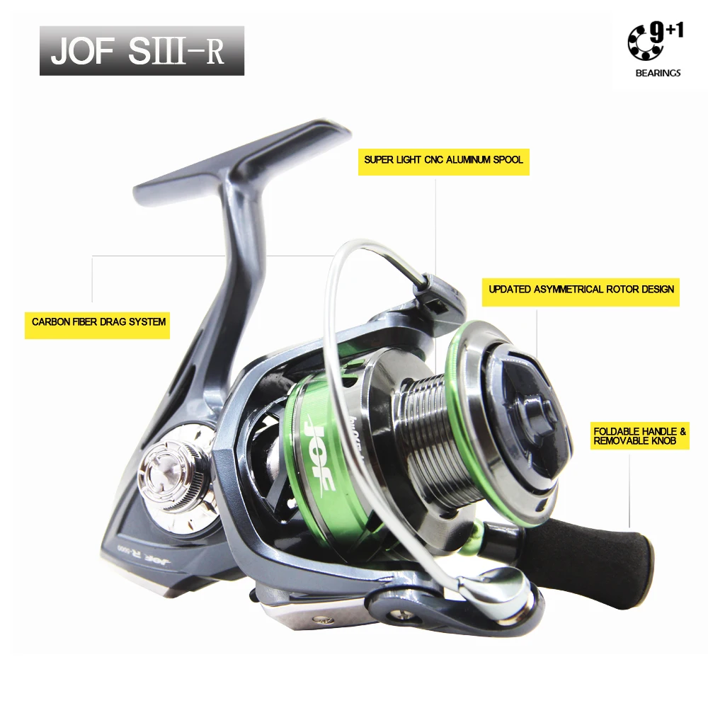 JOF New All-Metal Black Green Fishing Reel Freshwater And Seawater Dual Use Big Pulling Drag Spinning Wheel Durable Carp
