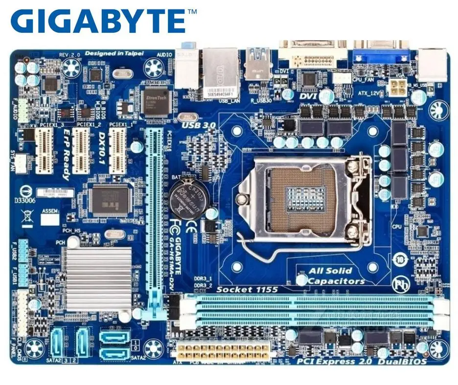 GIGABYTE GA-H61MA-D2V материнская плата H61 разъем LGA 1155 i3 i5 i7 DDR3 16G uATX б/у H61MA-D2V рабочего Материнская плата