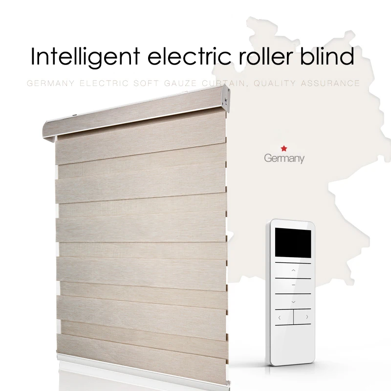 Rechargeable electric roller blinds Curtains home use intelligent remote control automatic Blackout zebra blinds custom made