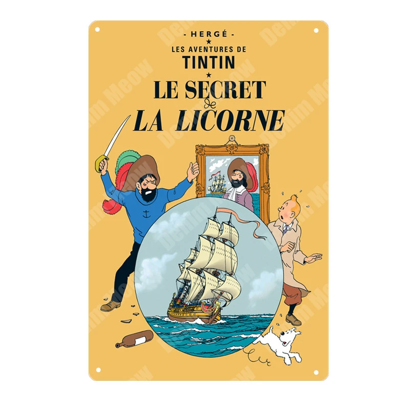 Tintin мультфильм металлическая Оловянная вывеска Альфа арт живопись магазин настенный стикер домашний декор Tintin фильм плакат Бар Винтаж железные тарелки MN120