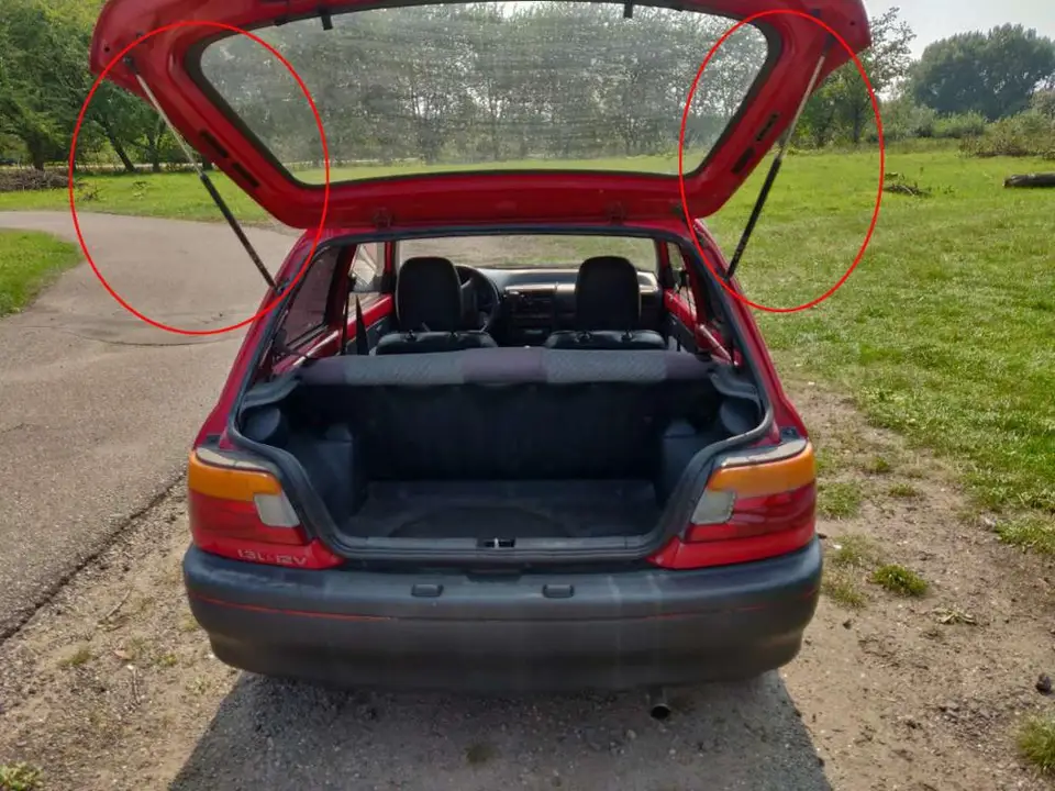 Gasveren Gasveer Achterklep Voor Toyota Voor STARLET (_P8_) Hatchback 1989-1996 2 Stuks Achterklep Kofferbak Auto Gasveer Stutten Prop Lift Ondersteuning Demper (Kleur : Yellow carbon