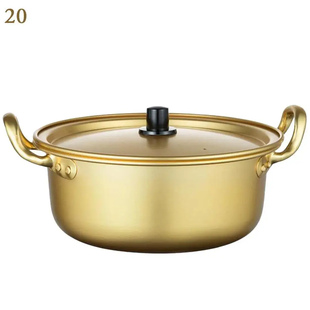 Gold 20 cm Корейский стиль Ramen горшок для лапши алюминиевый суповый горшок с окисленным покрытием лапша майка яйцо суп приготовление пищи кастрюли кухонная посуда - Цвет: Gold 20 cm