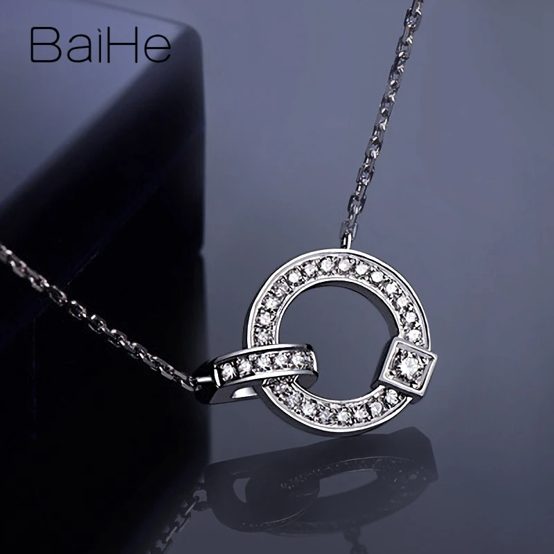BAIHE Solid 18K розовое золото Сертифицированный H/SI 0.19ct натуральные бриллианты свадебные женские модные ювелирные изделия Подарочные ожерелья