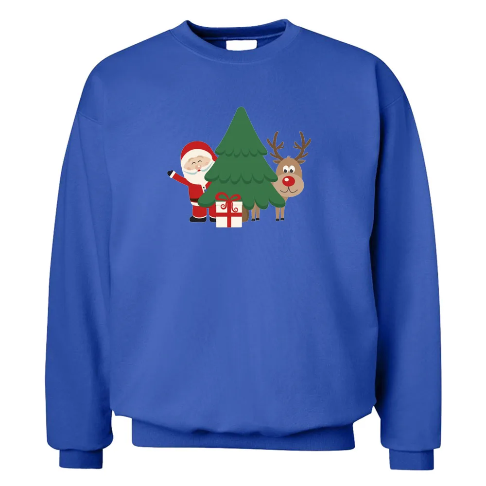 Merry Christmas, Мужская толстовка, синяя, черная, с капюшоном, забавная, весна, осень, с капюшоном, Санта и рудолф, пуловеры, мужские толстовки, спортивная одежда - Цвет: Blue 6