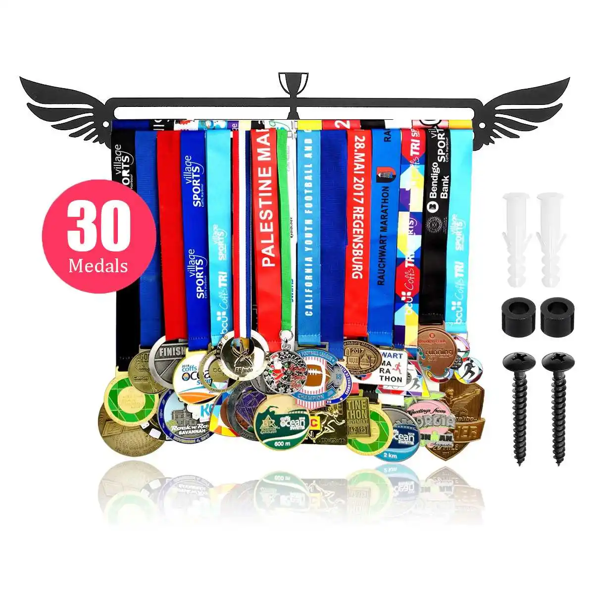 Медали Вешалка держатель в форме крыла 30+ медали витрина вдохновляющая спортивная медаль вертикальный Утюг черный 40 см